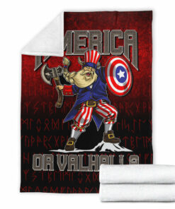 Viking Blanket America Or Valhalla Sherpa Fleece Blanket Gifts for Viking Lovers