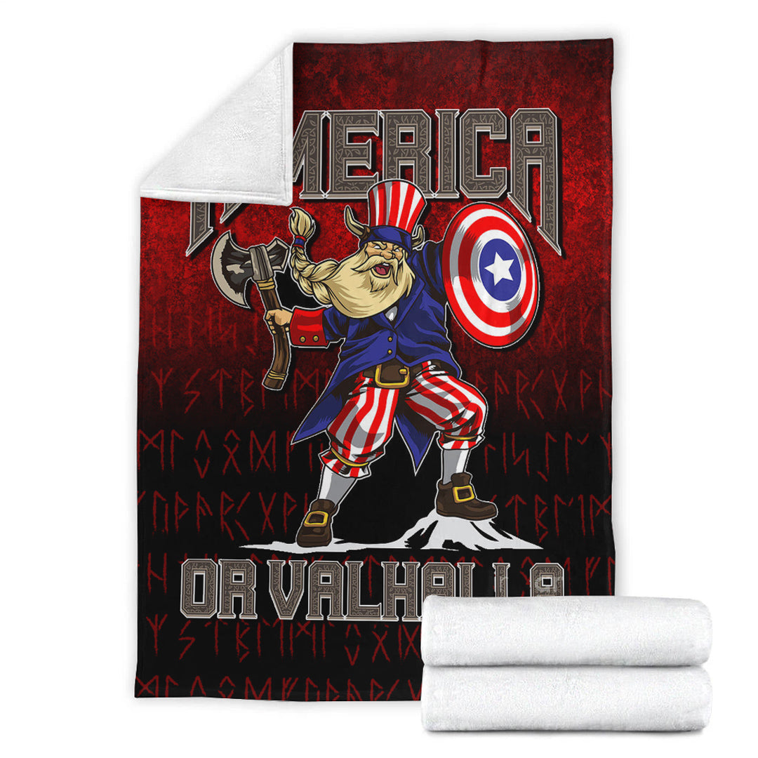 Viking Blanket America Or Valhalla Sherpa Fleece Blanket Gifts for Viking Lovers