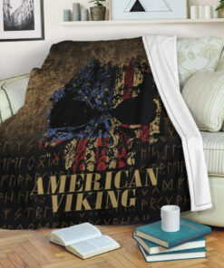 Viking Blanket American Viking Sherpa Fleece Blanket Gifts for Viking Lovers