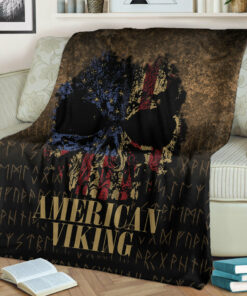Viking Blanket American Viking Sherpa Fleece Blanket Gifts for Viking Lovers