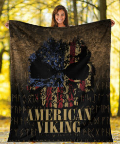 Viking Blanket American Viking Sherpa Fleece Blanket Gifts for Viking Lovers