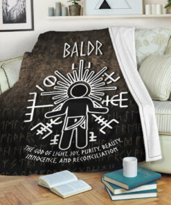 Viking Blanket Baldr God Sherpa Fleece Blanket Gifts for Viking Lovers