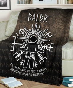 Viking Blanket Baldr God Sherpa Fleece Blanket Gifts for Viking Lovers
