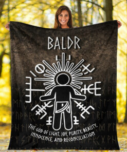 Viking Blanket Baldr God Sherpa Fleece Blanket Gifts for Viking Lovers