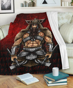Viking Blanket Berserker Viking Warrior Valhalla Sherpa Fleece Blanket Gifts for Viking Lovers