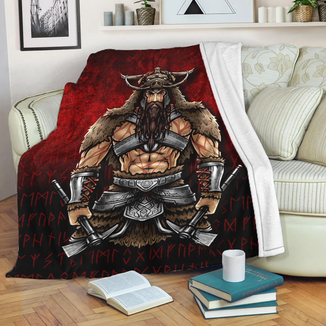 Viking Blanket Berserker Viking Warrior Valhalla Sherpa Fleece Blanket Gifts for Viking Lovers