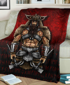 Viking Blanket Berserker Viking Warrior Valhalla Sherpa Fleece Blanket Gifts for Viking Lovers