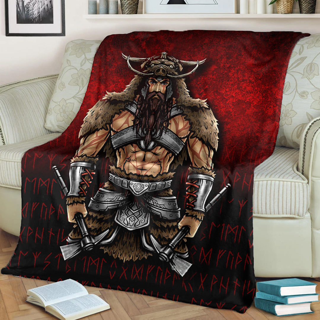 Viking Blanket Berserker Viking Warrior Valhalla Sherpa Fleece Blanket Gifts for Viking Lovers