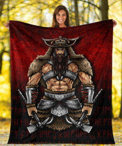 Viking Blanket Berserker Viking Warrior Valhalla Sherpa Fleece Blanket Gifts for Viking Lovers