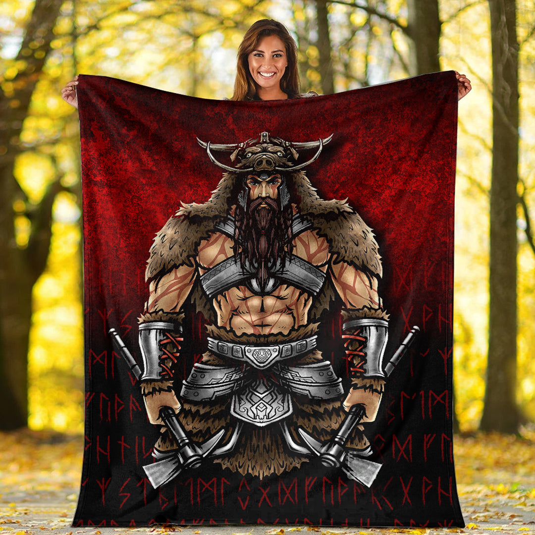 Viking Blanket Berserker Viking Warrior Valhalla Sherpa Fleece Blanket Gifts for Viking Lovers