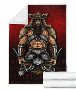 Viking Blanket Berserker Viking Warrior Valhalla Sherpa Fleece Blanket Gifts for Viking Lovers