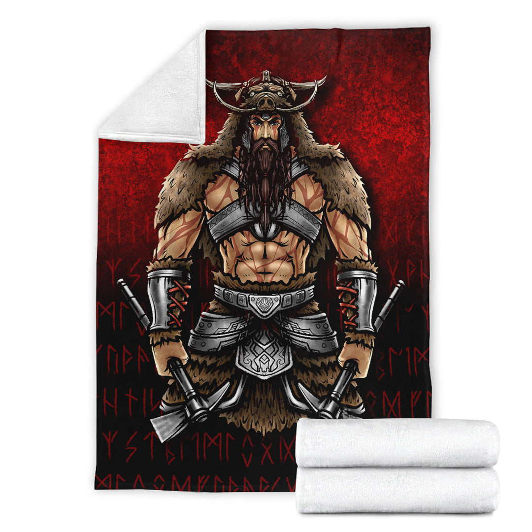 Viking Blanket Berserker Viking Warrior Valhalla Sherpa Fleece Blanket Gifts for Viking Lovers
