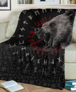 Viking Blanket Berserler Viking Bear Sherpa Fleece Blanket Gifts for Viking Lovers