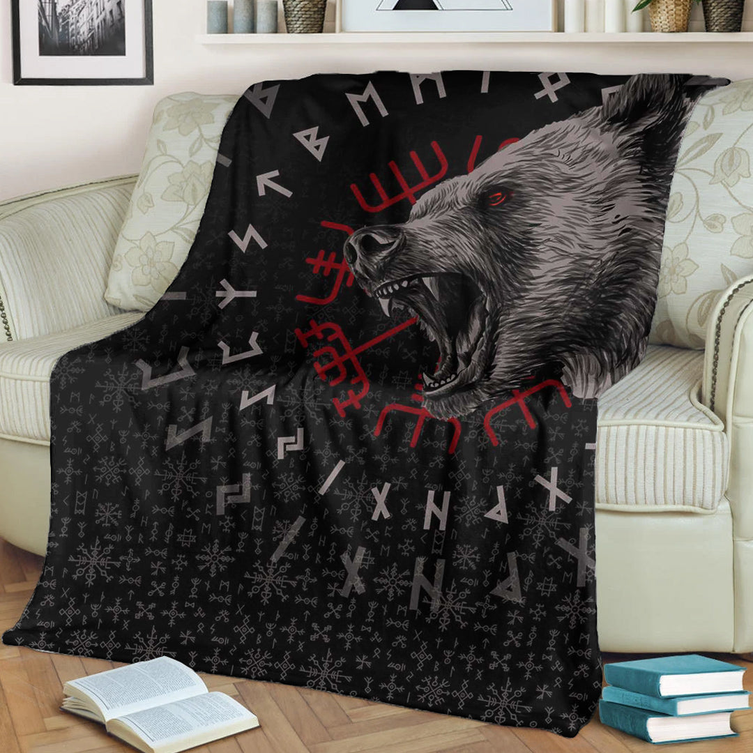 Viking Blanket Berserler Viking Bear Sherpa Fleece Blanket Gifts for Viking Lovers