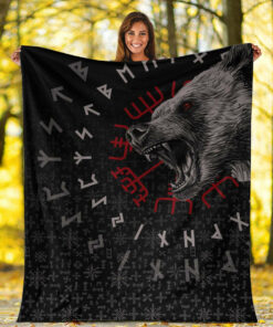 Viking Blanket Berserler Viking Bear Sherpa Fleece Blanket Gifts for Viking Lovers