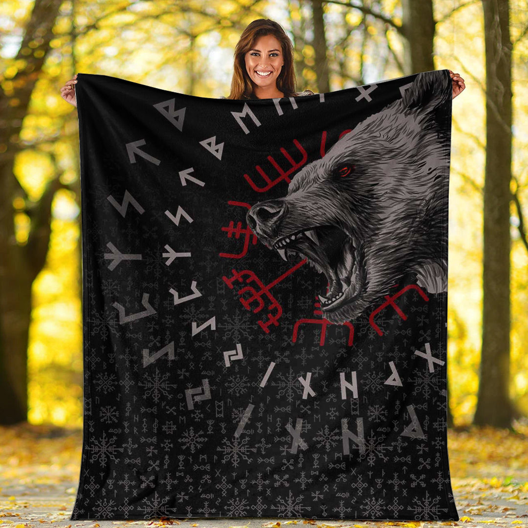 Viking Blanket Berserler Viking Bear Sherpa Fleece Blanket Gifts for Viking Lovers