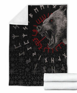 Viking Blanket Berserler Viking Bear Sherpa Fleece Blanket Gifts for Viking Lovers
