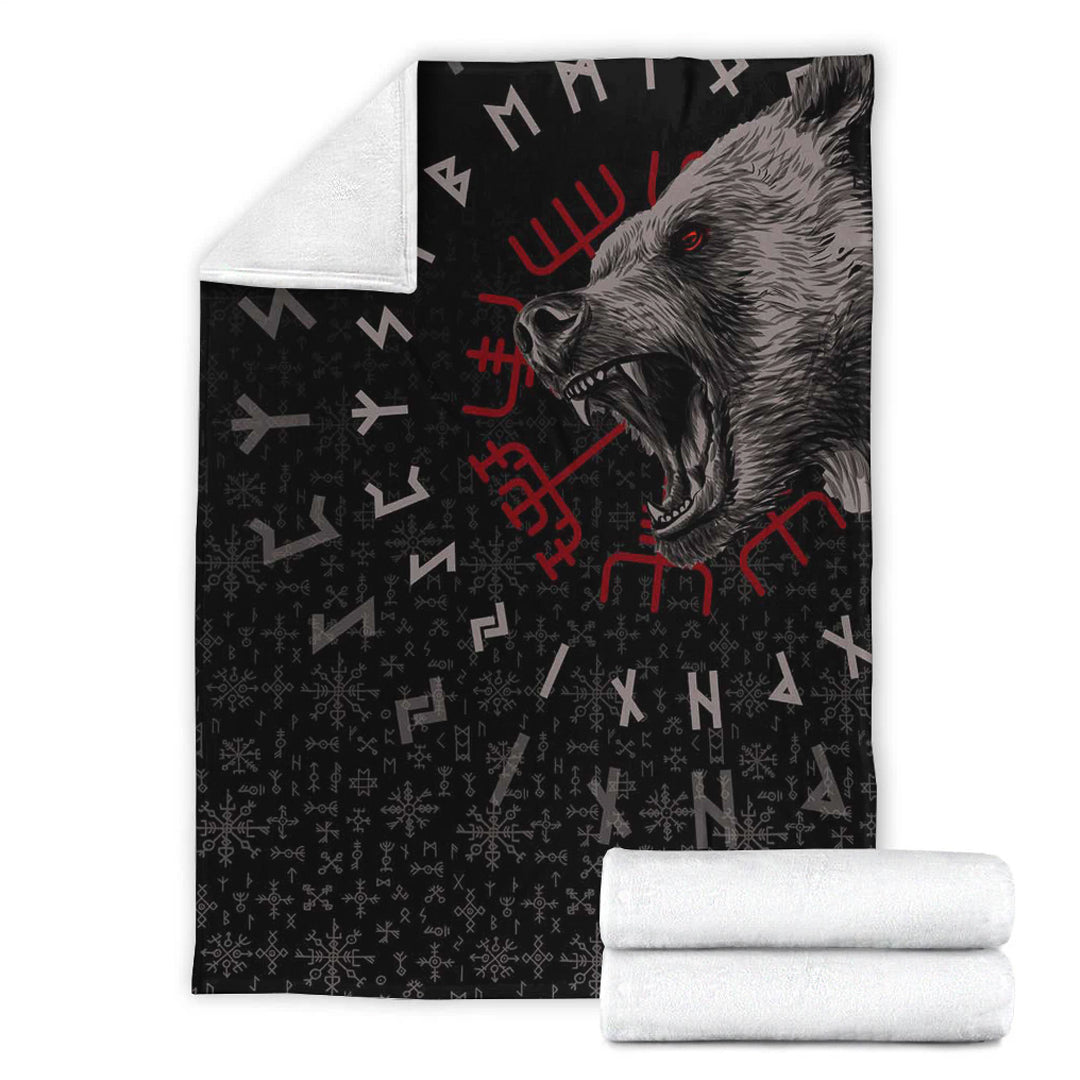 Viking Blanket Berserler Viking Bear Sherpa Fleece Blanket Gifts for Viking Lovers