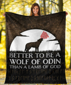 Viking Blanket Better To Be A Wolf Of Odin Than A Lamb Of God Sherpa Fleece Blanket Gifts for Viking Lovers