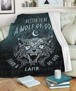 Viking Blanket Better To Be A Wolf of Odin Sherpa Fleece Blanket Gifts for Viking Lovers