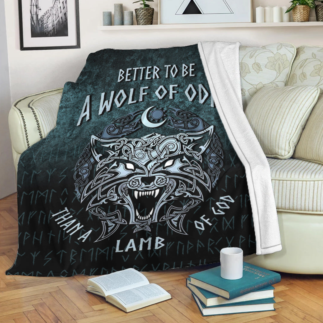 Viking Blanket Better To Be A Wolf of Odin Sherpa Fleece Blanket Gifts for Viking Lovers