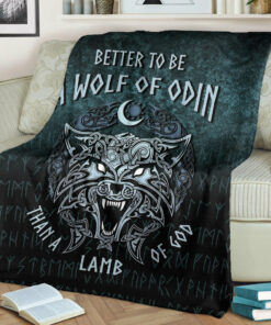Viking Blanket Better To Be A Wolf of Odin Sherpa Fleece Blanket Gifts for Viking Lovers