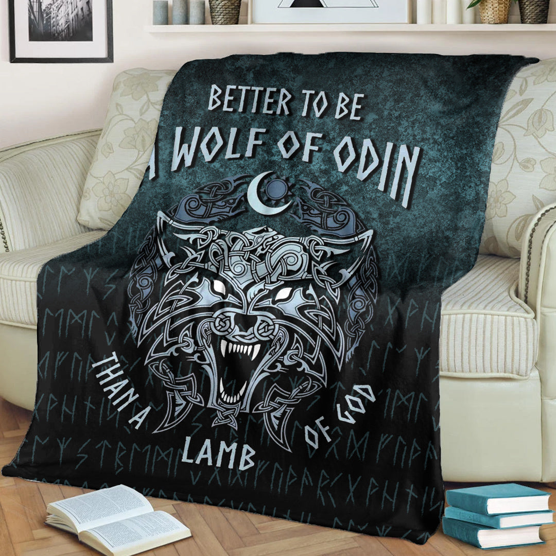 Viking Blanket Better To Be A Wolf of Odin Sherpa Fleece Blanket Gifts for Viking Lovers