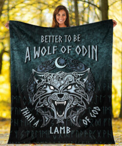 Viking Blanket Better To Be A Wolf of Odin Sherpa Fleece Blanket Gifts for Viking Lovers