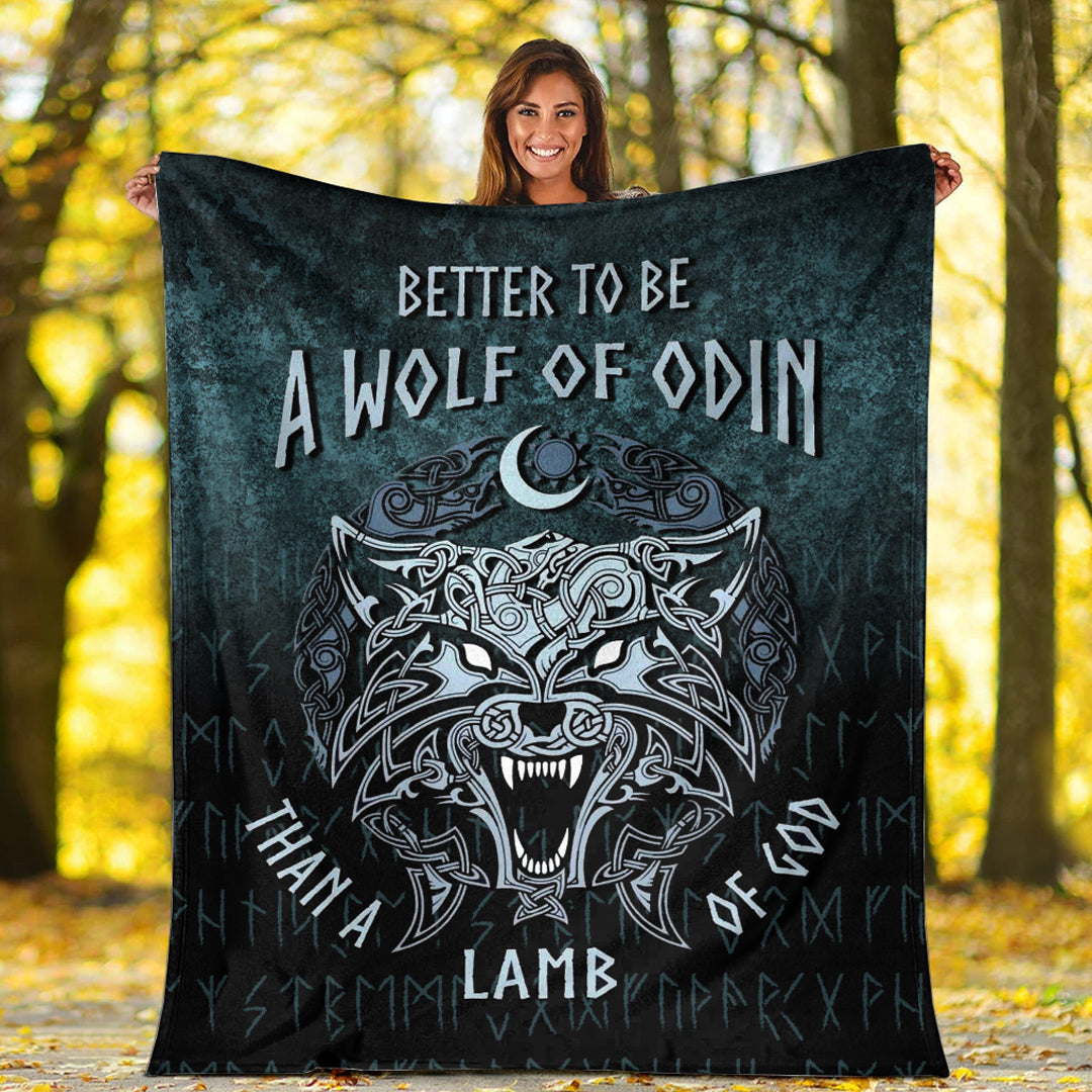 Viking Blanket Better To Be A Wolf of Odin Sherpa Fleece Blanket Gifts for Viking Lovers