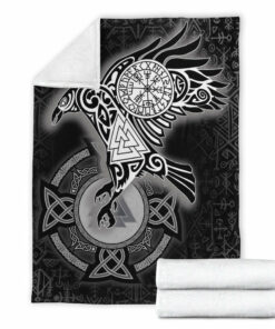 Viking Blanket Celtic Raven Viking Homeset Sherpa Fleece Blanket Gifts for Viking Lovers
