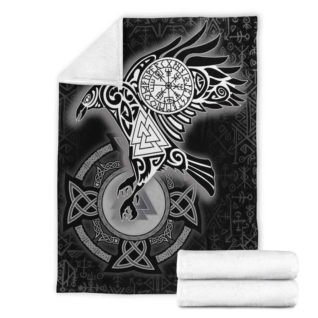 Viking Blanket Celtic Raven Viking Homeset Sherpa Fleece Blanket Gifts for Viking Lovers