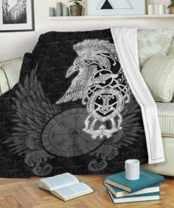 Viking Blanket Celtic Raven Viking Sherpa Fleece Blanket Gifts for Viking Lovers