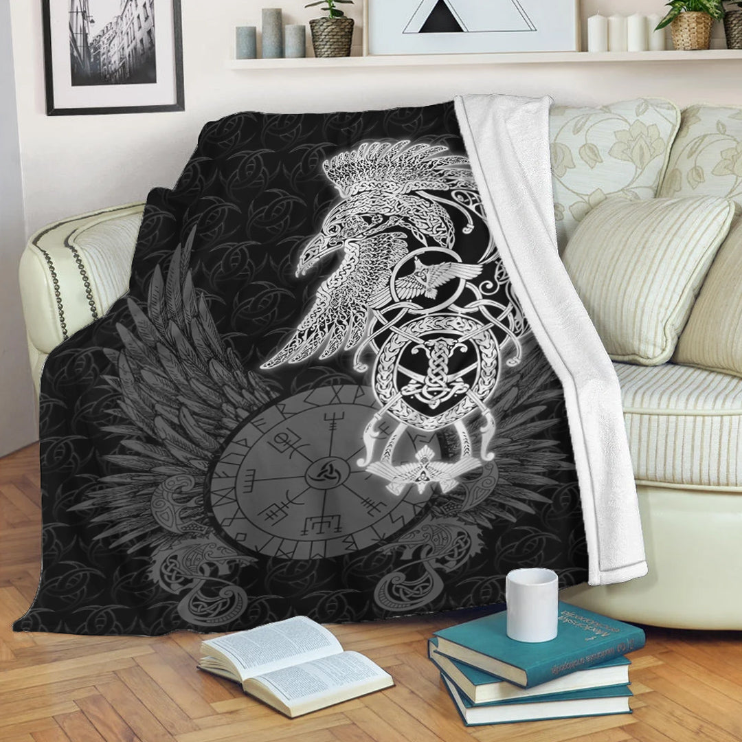 Viking Blanket Celtic Raven Viking Sherpa Fleece Blanket Gifts for Viking Lovers