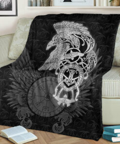 Viking Blanket Celtic Raven Viking Sherpa Fleece Blanket Gifts for Viking Lovers