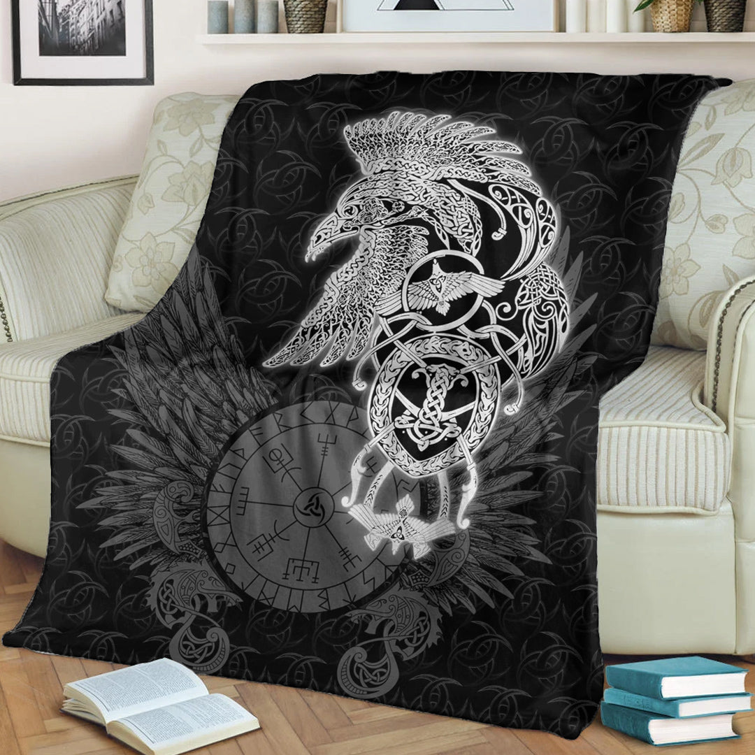 Viking Blanket Celtic Raven Viking Sherpa Fleece Blanket Gifts for Viking Lovers