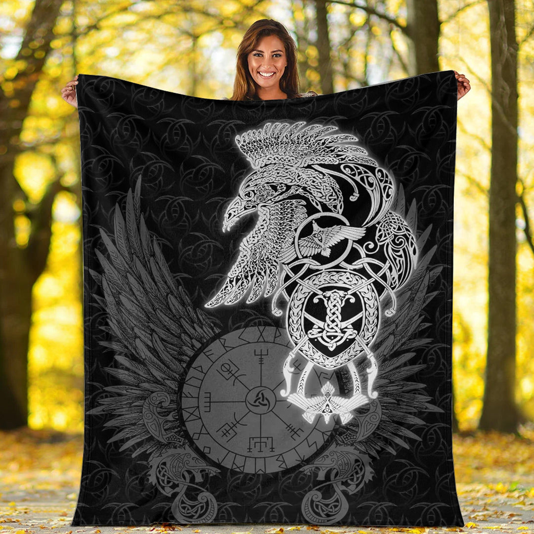 Viking Blanket Celtic Raven Viking Sherpa Fleece Blanket Gifts for Viking Lovers