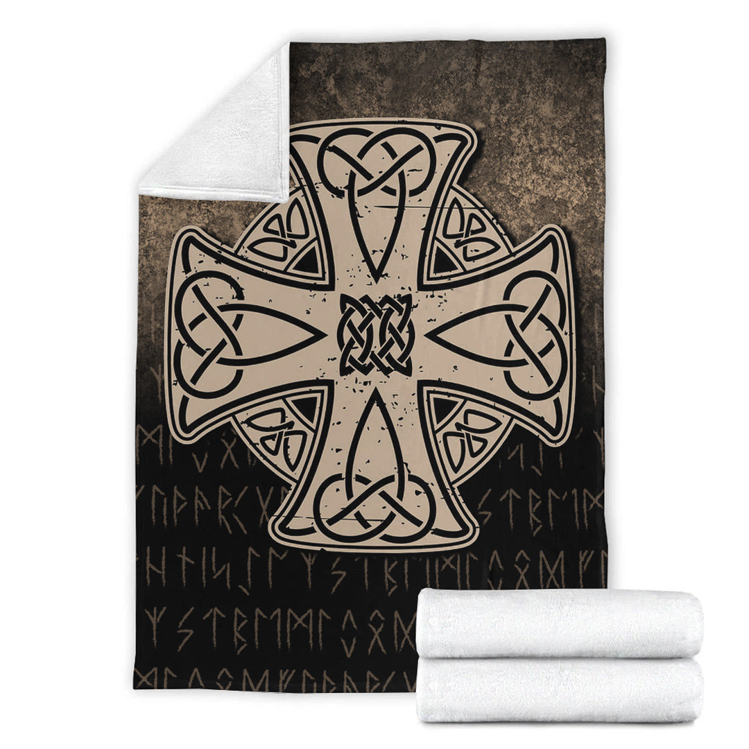 Viking Blanket Celtic Symbol Norse Mythology Valhalla Sherpa Fleece Blanket Gifts for Viking Lovers