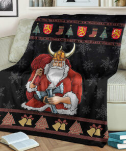 Viking Blanket Christmas Finland Santa Sherpa Fleece Blanket Gifts for Viking Lovers