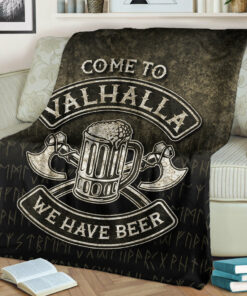 Viking Blanket Come To Valhalla We Have Beer Funny Nordic Viking Sherpa Fleece Blanket Gifts for Viking Lovers