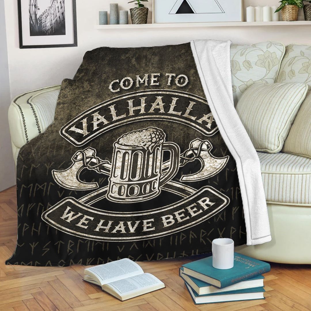 Viking Blanket Cute Victory Or Valhalla Shield Maiden Norse Viking Warrior Sherpa Fleece Blanket Gifts for Viking Lovers
