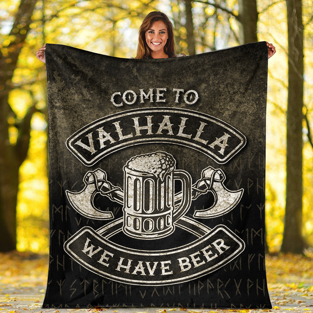Viking Blanket Cute Victory Or Valhalla Shield Maiden Norse Viking Warrior Sherpa Fleece Blanket Gifts for Viking Lovers