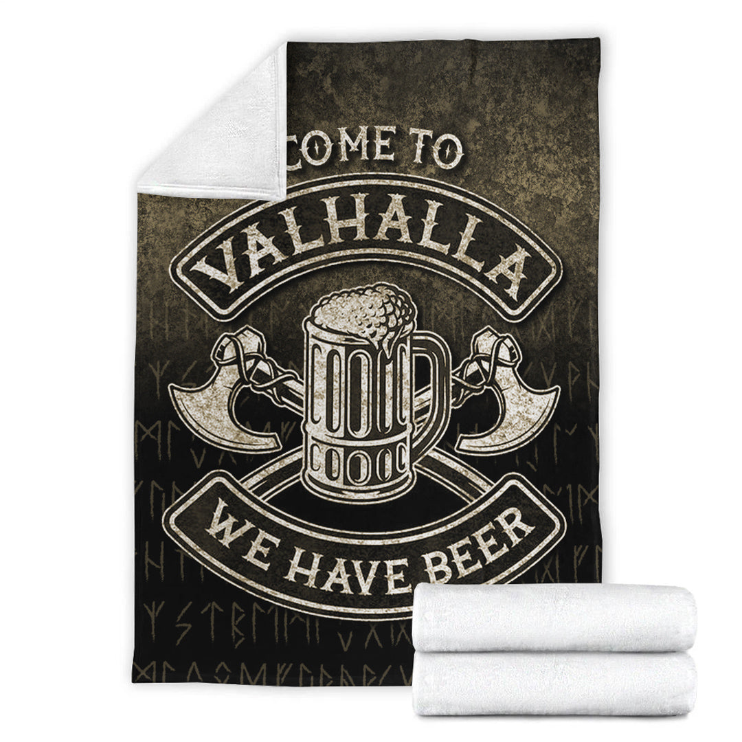 Viking Blanket Cute Victory Or Valhalla Shield Maiden Norse Viking Warrior Sherpa Fleece Blanket Gifts for Viking Lovers