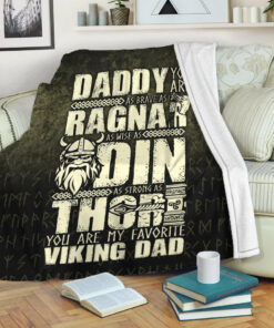 Viking Blanket Daddy You Are As Brave As Ragnar Sherpa Fleece Blanket Gifts for Viking Lovers