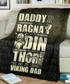 Viking Blanket Daddy You Are As Brave As Ragnar Sherpa Fleece Blanket Gifts for Viking Lovers