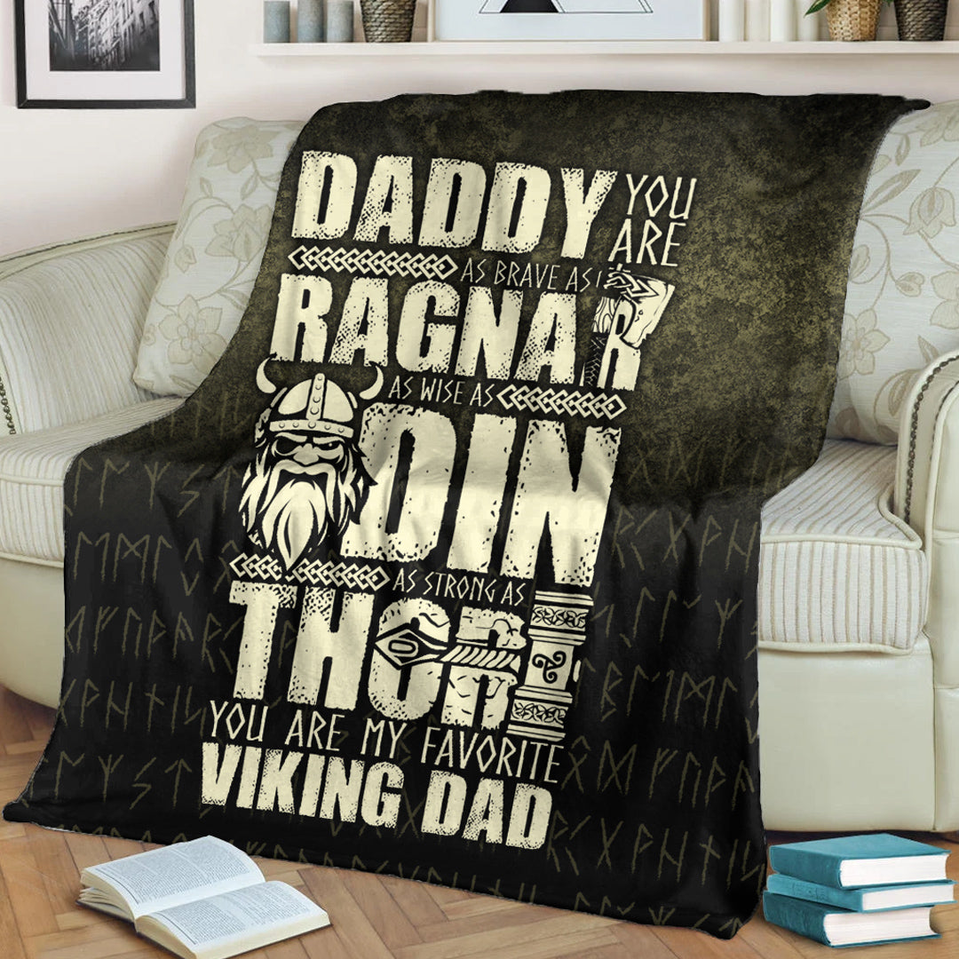Viking Blanket Daddy You Are As Brave As Ragnar Sherpa Fleece Blanket Gifts for Viking Lovers