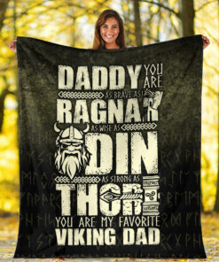 Viking Blanket Daddy You Are As Brave As Ragnar Sherpa Fleece Blanket Gifts for Viking Lovers