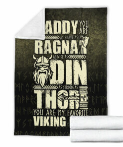 Viking Blanket Daddy You Are As Brave As Ragnar Sherpa Fleece Blanket Gifts for Viking Lovers