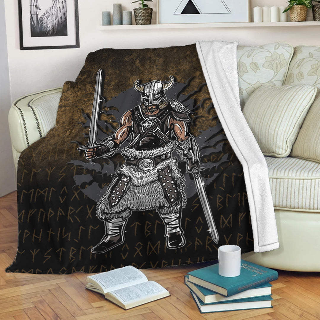 Viking Blanket Dark Viking Sherpa Fleece Blanket Gifts for Viking Lovers
