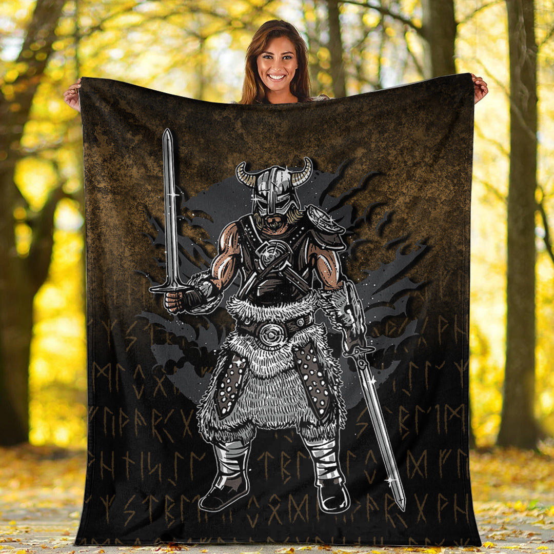 Viking Blanket Dark Viking Sherpa Fleece Blanket Gifts for Viking Lovers