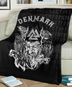 Viking Blanket Denmark Odin Viking Set Sherpa Fleece Blanket Gifts for Viking Lovers